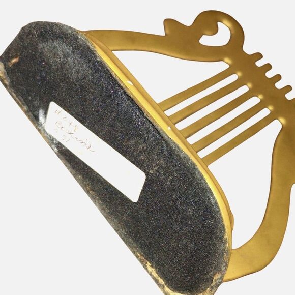 Brass‎ Musical Lyre Harp Bookend Musician Mid Century MCM Vintage Patina ONE - Picture 9 of 14